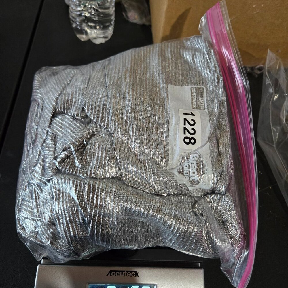 Absolutely Famous Silver Maxi Dress Plus Size 2X Holiday Metallic Faux Wrap Date - Picture 13 of 13